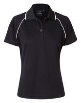 Women's Mesh Polyester Raglan Sleeve Polo - Navy/White 