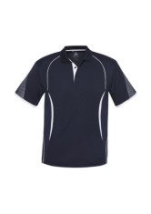 Mens Premium Polyester Polo - Navy/White 